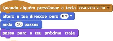 Conceitos de lateralidade; Co Controlo Quando tecla ma Pressionada Movimento Aparência 1. Abre o scratch Altera a direcção Anda passos Passa para o teu próximo traje 2.