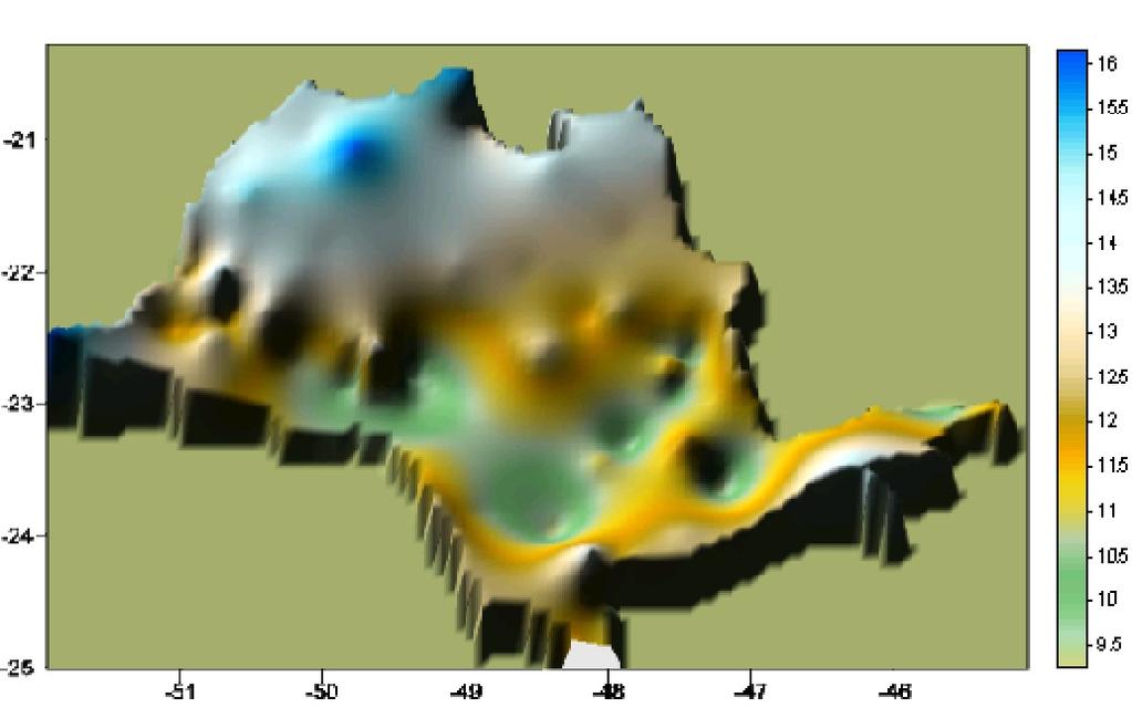 Espacialização Tridimensional de Variáveis de Clima através do Surfer 8 13 18 17 16 15 14 13 12 11 10 9 8 7 6 5 4 Fig. 3.