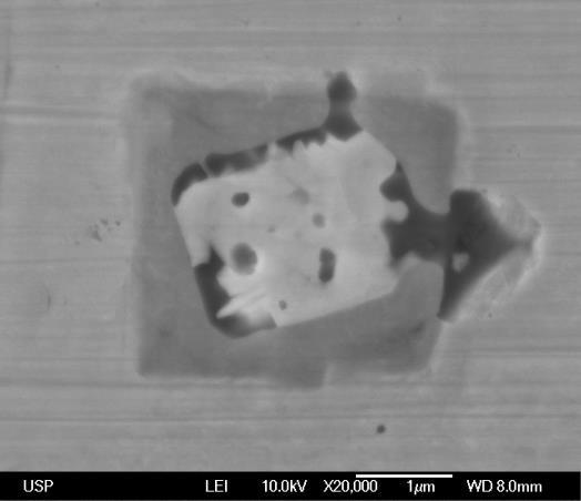 Figura 26: Microscopia eletrônica de varredura para o aço inoxidável super duplex 606, após polimento até pasta de