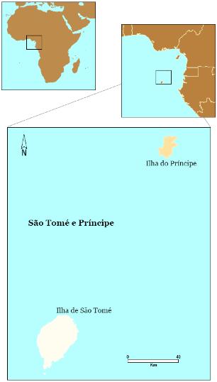 LOCALIZAÇÃO GEOGRÁFICA Ilha do Príncipe está situada a 150 Km ao Norte da ilha de São Tomé e a 300 Km da costa africana. Área:142 Km 2 População: 7.