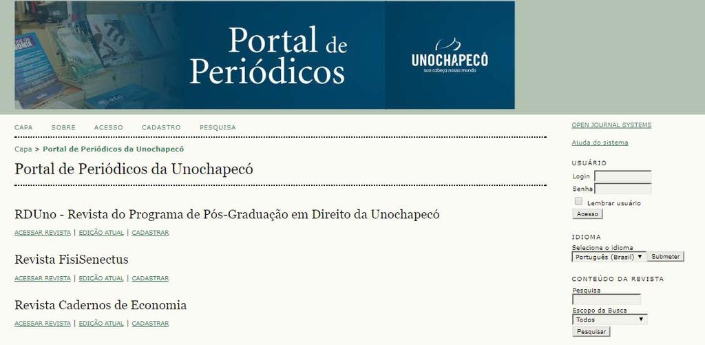 criar usuário Clique na aba CADASTRO e escolha em