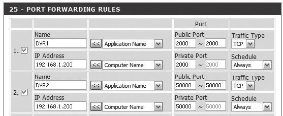 Na <Porta Pública (Public Port)>, digite a <Porta HTTP (HTTP Port)> definida no Passo 3. ` ex) 80~80 2-4. Na <Porta Privada (Private Port)>, digite a <Porta HTTP (HTTP Port)> definida no Passo 3.