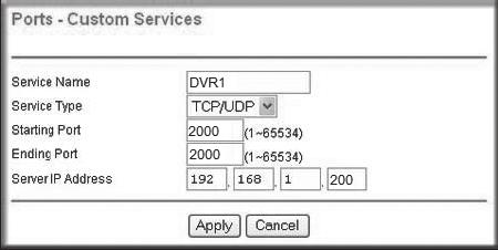 3-2. Digite um nome para a porta DVR no campo do <Nome do serviço (Service Name)>. ` ex) DVR1 3-3.