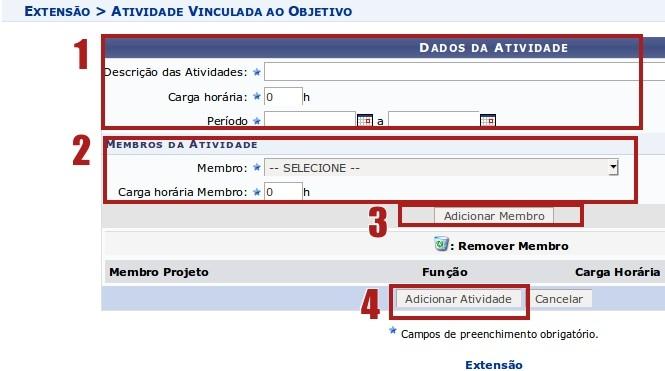 Informe o objetivo no campo Objetivo do Projeto e após finalizar o preenchimento clique no texto (item 2 da