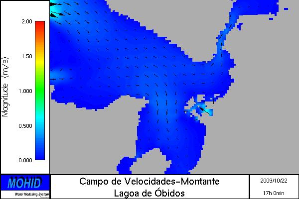 registadas velocidades mais elevadas no delta dos Rios Arnóia/Real.