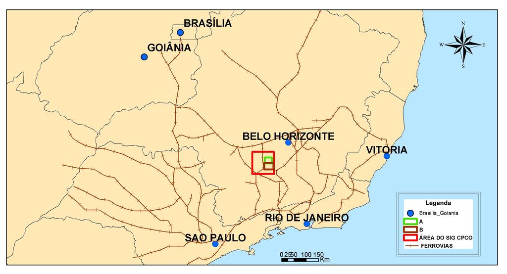 Figura 1 - Mapa de Localização do Centro Produtor de Candeias-Oliveira, especificando a área do SIG e as áreas de detalhamento (A e B). 2.