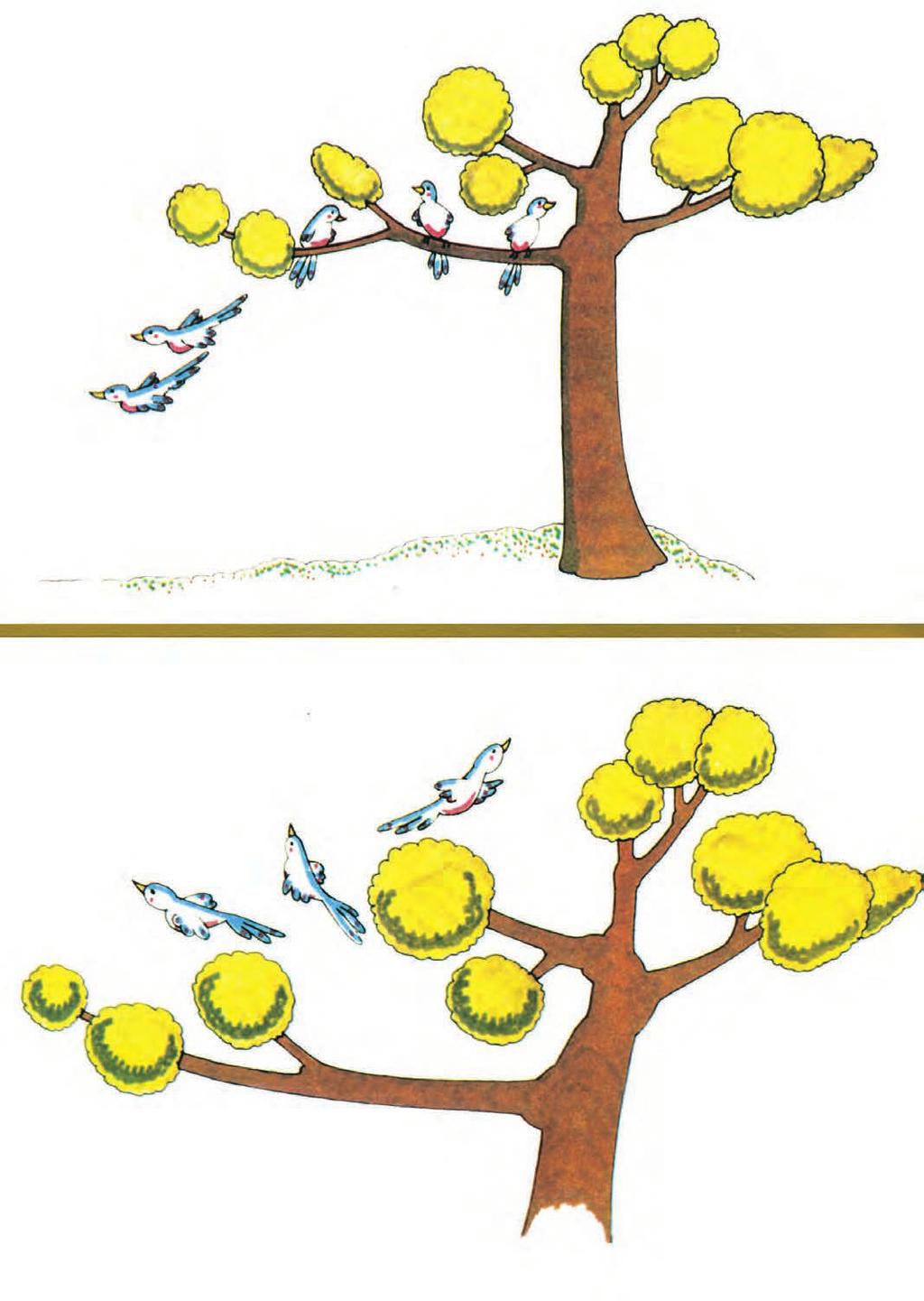 PROBLEMAS ILUSTRADOS Nesta árvore estavam 5 passarinhos, fugiram 2. Quantos ficaram?