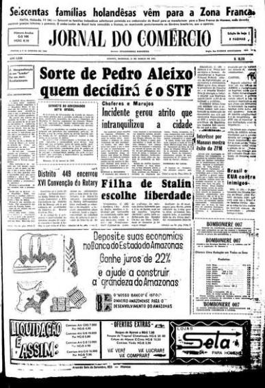 Figura 2: Capa do Jornal do Commercio Edição de 12 de março de 1967 Fonte: http://digital.maven.com.br/pub/acervo/?numero=22890 Tal interesse dos estrangeiros por Manaus mostrava êxito da ZFM.