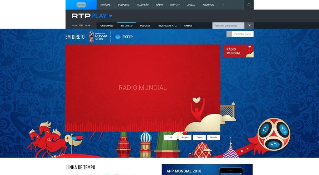 RTP PLAY Transmissão dos jogos emitidos pela RTP na RTP Play Consola avançada multicanal 4 canais extra para