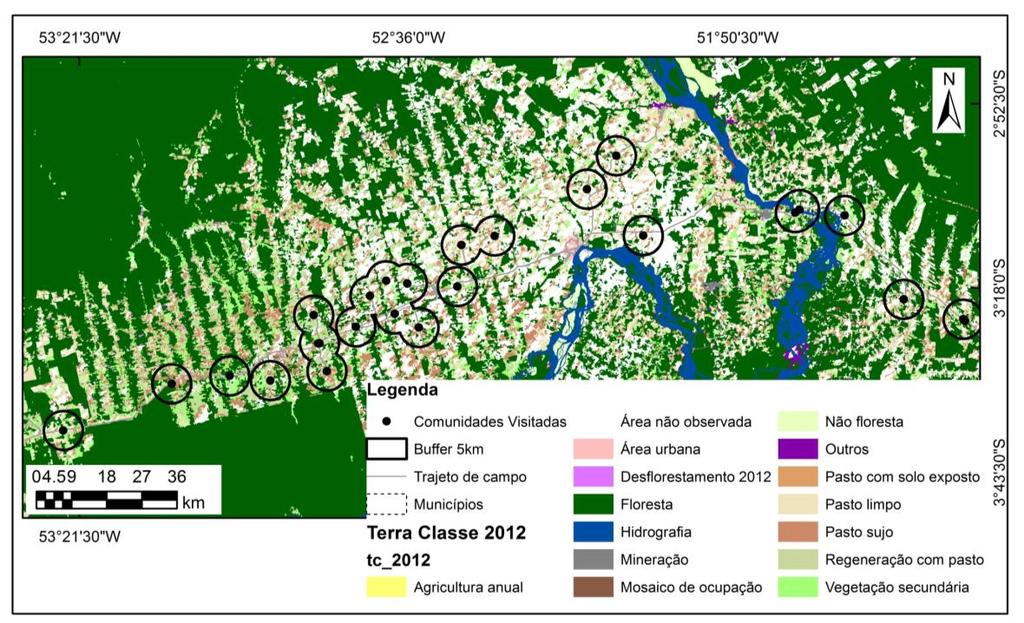 qualificar e quantificar o desflorestamento da Amazônia Legal, baseado nas áreas desflorestadas que são mapeadas e publicadas pelo Projeto PRODES (INPE, 2012).