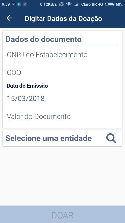 por: Chave de Acesso, digitação do Cupom Fiscal ou da Nota Fiscal.