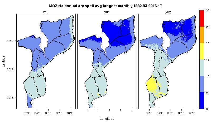 Fig. 18: Média máxima do período de seca em Dezembro, Janeiro e Fevereiro Fig.