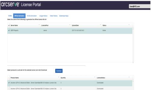 A página de login do Portal de licenças da Arcserve será aberta. i. Faça login no Portal de licenças da Arcserve usando as mesmas credenciais que você usou para o registro.