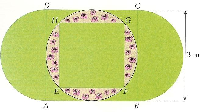 1. A figura seguinte representa o jardim da escola do Gustavo. A parte colorida a cor verde representa uma zona relvada.