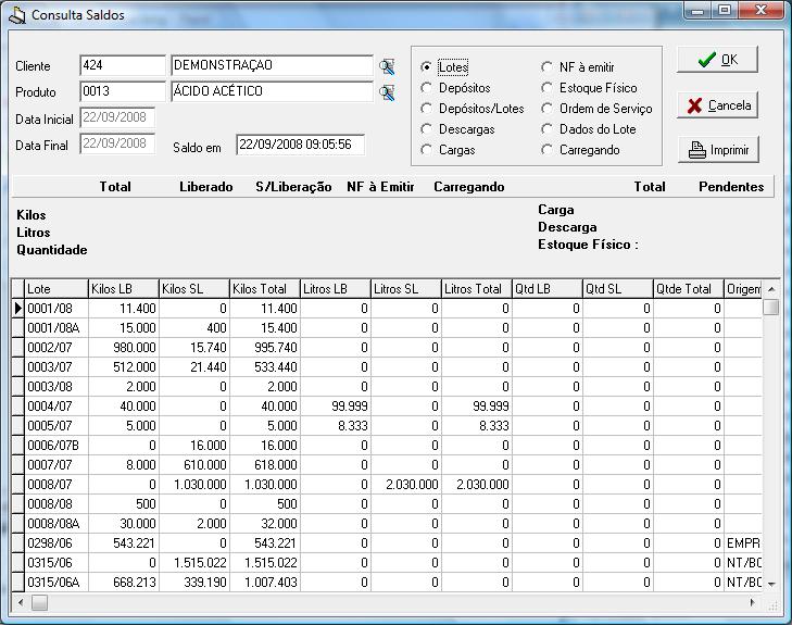1 1.1 1.1.1 Consulta Saldos 1 Esta consulta servirá para apresentar de forma rápida a situação dos saldos de um produto de um cliente, demonstrando os lotes e depósitos em que o produto esta armazenado.