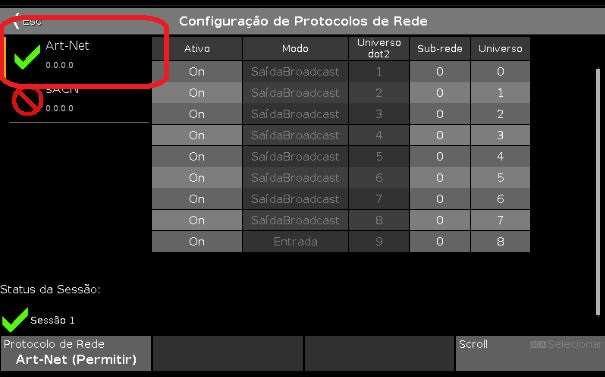 Clicar em ART-NET, ficara com o
