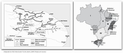 Observe o mapa das bacias hidrográficas brasileiras.