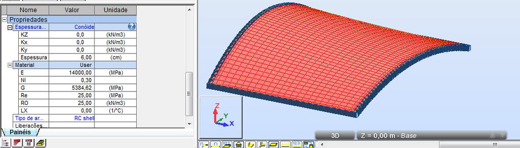 54 Figura 4.3 - Propriedades da casca conoidal no ROBOT.