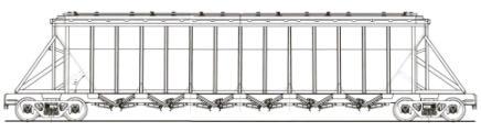 PROJETO DE VAGÕES GRANELEIROS PARA CARGAS ESPECÍFICAS VAGÃO HOPPER PARA AÇUCAR A GRANEL Capacidade Volumétrica nominal: 110m³ (volume sem