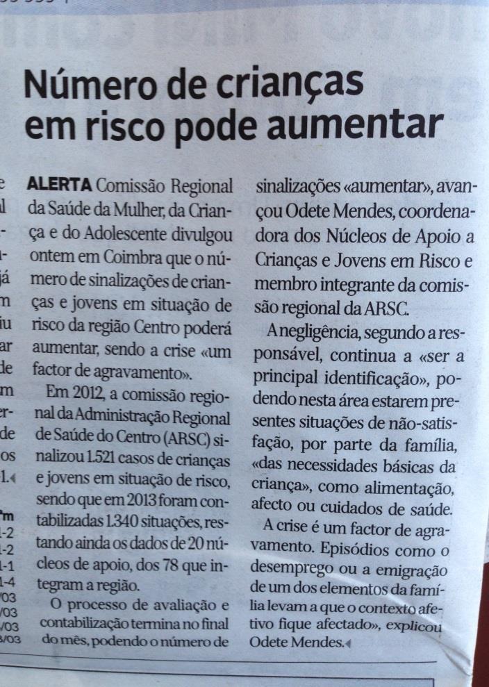 Notícias nos órgãos de Comunicação Social (Diário de Coimbra e das Beiras) 11.