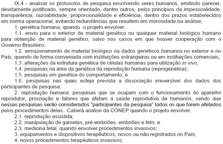 Temáticas de análise pela CONEP (Res.