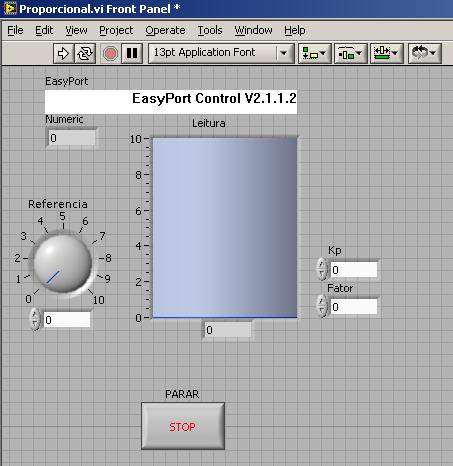 Fig. 04 Front Panel do Controlador proporcional Labview. Fig.