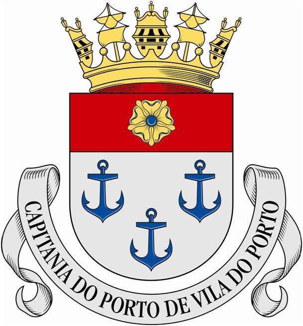 BRASÃO DE ARMAS DA CAPITANIA DO PORTO DE VILA DO PORTO DESCRIÇÃO HERÁLDICA Escudo de prata com três âncoras de azul.