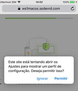 5 O Safari abre e os usuários clicam em Permitir para abrir a página de configurações. Figura 7 4.