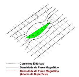 O comportamento das correntes próximas a uma trinca é mostrado na Figura 1.