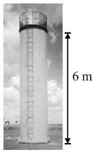 A figura ao lado mostra um reservatório de água na forma de um cilindro circular reto, com 6 m de altura.