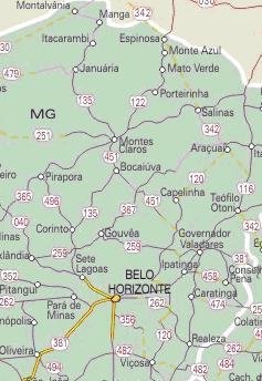 12 de Minas e Monte Azul, escala 1:100.000 (IBGE 1977), e está situada entre os paralelos 15º20 e 16º00 de latitude sul e os meridianos 42º45 e 42º52 de longitude oeste.