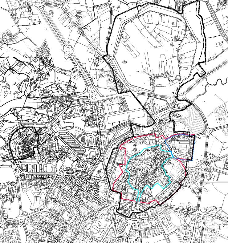 3 - Caracterização construtiva do centro histórico de Viseu Figura 3.7: Limites da áreas crítica de recuperação urbanística da zona histórica de Viseu, (ARU 2014) 3.