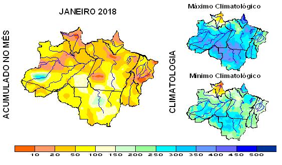 2. Dados climatológicos (SIPAM) A climatologia de precipitação da região Amazônica durante o mês de janeiro mostra um aumento gradativo da precipitação no Amapá e norte dos estados do Pará e
