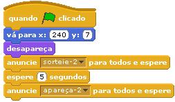 Em tubo-2, os conjuntos de blocos de comandos criados também serão 3, iguais aos que foram montados em tubo-1, todavia, mudam-se algumas configurações.