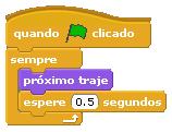 Monte estes blocos de comandos mostrados, seguindo as mesmas configurações exibidas ao lado: Neste sprite, será criado