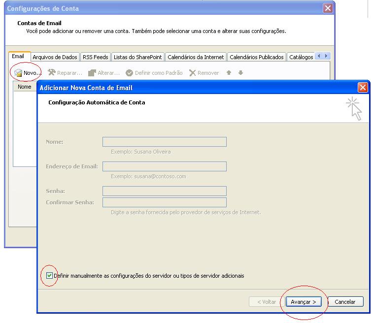 1 Contas de E-Mail Figura 04 Mude para guia Email e clique na opção Novo.