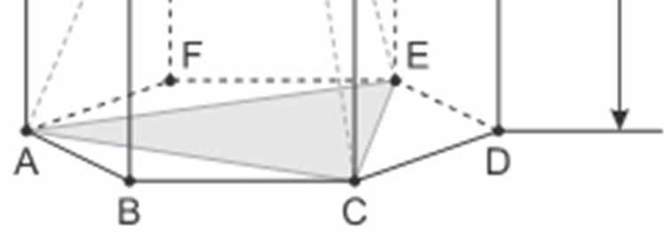 QUESTÃO (UERJ) O esquema a seguir representa um prisma hexagonal regular de base ABCDEF, com todas as arestas congruentes, e uma pirâmide triangular regular de base ACE e vértice G.