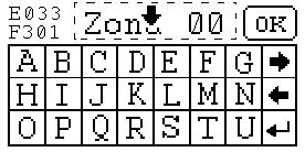 Tocando sobre nome da zona, você retorna ou avança caracteres, para alterar alguma das letras.