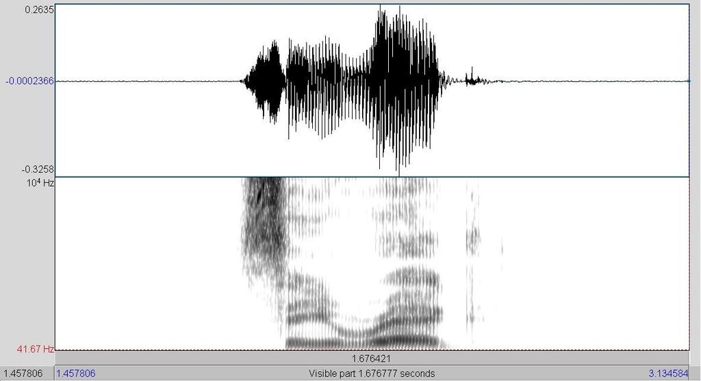 53 Figura 8 O espectrograma da primeira repetição da palavra rag, na sentença say rag, produzida pelo informante JU.