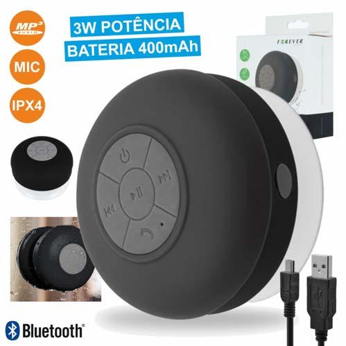 p/ WC, microfone embutido, alcance 10 Metros 5900495436764 - Coluna Bluetooth portátil Preta c/ bateria 3W - Compatível c/ dispositivos móveis, PC e MAC - Autonomia: