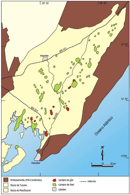 21 Também ocorrem neste área grandes quantidades de gás nas camadas lenticulares de arenitos finos a médios do Membro Caruaçu da Formação Maracangalha.