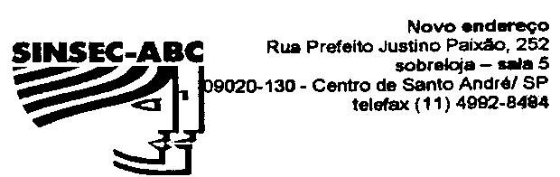 Novo.ndoreço SINSEC-ABC Rua P,e!elto Justino Pai_, 252 rj sobra-.