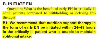 Publicação American Society of Parenteral and Enteral Nutrition (ASPEN) 2016 Pergunta: Qual o benefício da utilização imediata da Nutrição Enteral (NE) em pacientes adultos graves em comparação com o