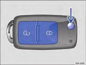 191.5B1.SAV.66 Fig. 56 Teclas na chave do veículo com comando remoto. Veículo com travamento central Destravar: pressionar a tecla. Manter pressionada para abertura de conforto.