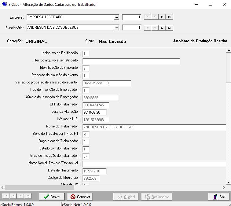 3.14.S-2205 Alteração de Dados Cadastrais do Trabalhadores Conceito do evento: Este evento registra as alterações de dados cadastrais do trabalhador, tais como: documentação pessoal, endereço,