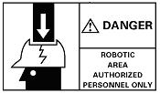 As etiquetas de alerta foram aderidas a locais perigosos para que o manipulador seja usado com segurança.