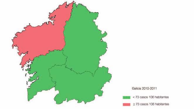 DIAGNÓSTICOS DE INFECCIÓN POLO VIH 2004-2011 1 DISTRIBUCIÓN XEOGRÁFICA Segundo a distribución xeográfica por provincias, Pontevedra é a zona na que se rexistran máis diagnósticos de infección polo