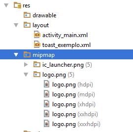O projeto ficará assim: Alterando o toast_exemplo.xml <?xml version="1.0" encoding="utf-8"?> <LinearLayout xmlns:android=