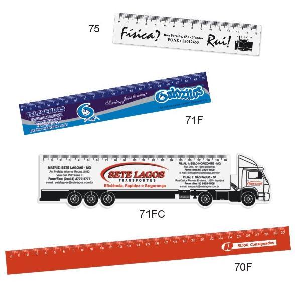 74 23g - Réguas Flexíveis - Produzidas em poliestireno na cor branca - Gravação em serigrafia - Embalagem: Caixa com 1000