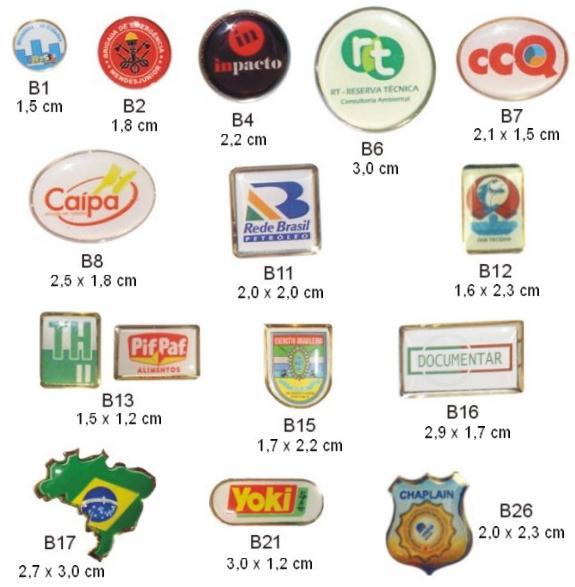 BOTONS - Botons de Metal Resinado - Em metal, com aplicação de etiqueta adesiva e acabamento em resina com prendedor